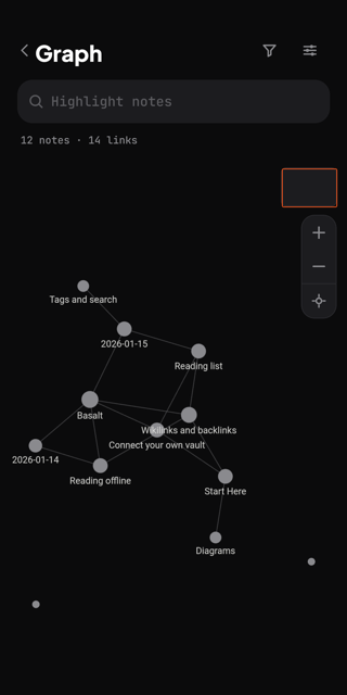 The note connection graph with a minimap